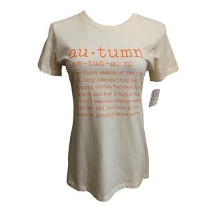 Women’s Cream Color Autumn T-shirt With Orange Lettering Size M
